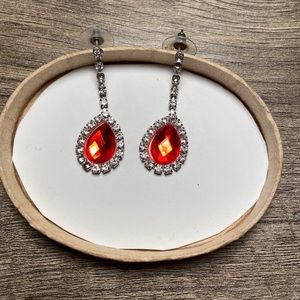 Red and White Gem Earrings